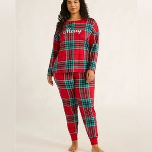 MERRY Red Plaid 2 Piece Pajamas Set  New